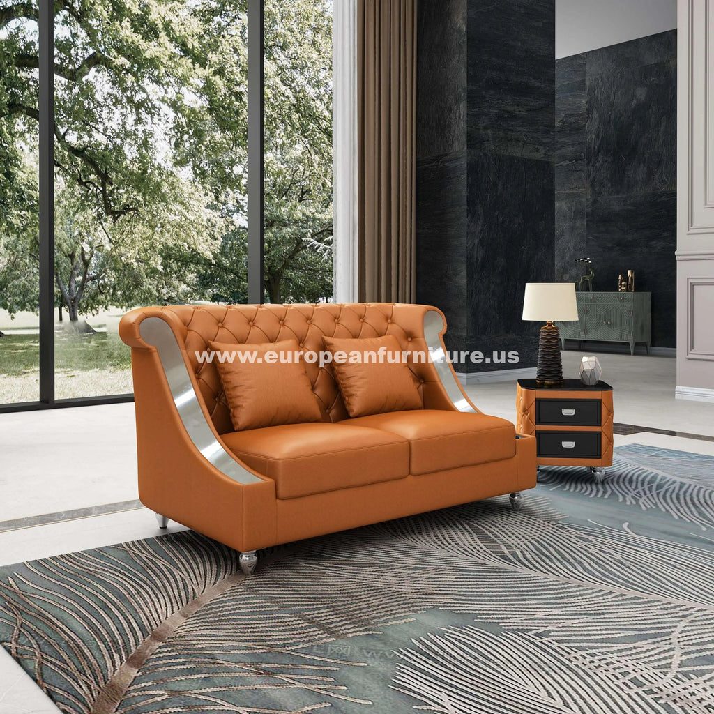 Cognac Italian Leather Loveseat R2464