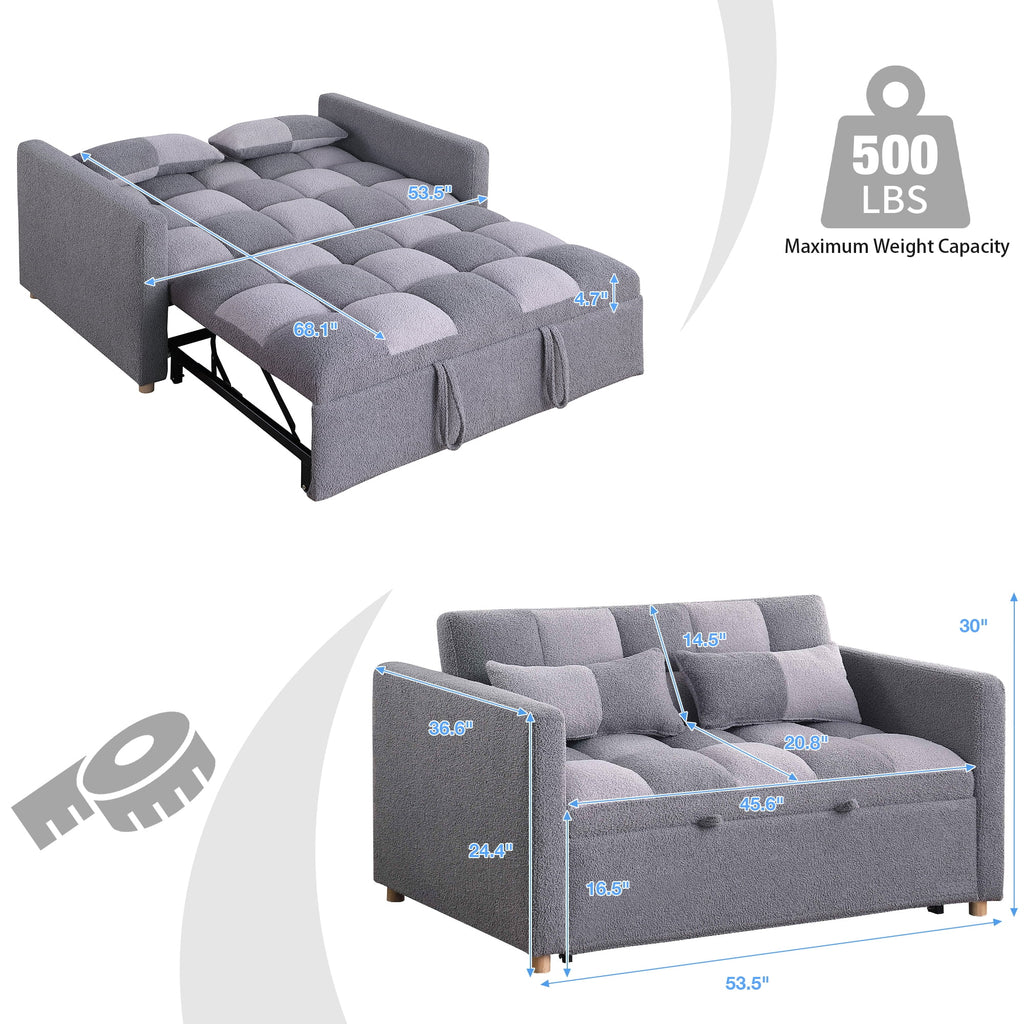 Gray Convertible Sofa Bed Couch K32134