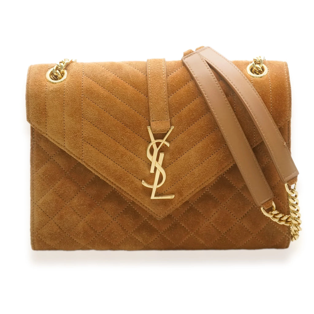 Brown Suede Quilted Chain Bag L452108