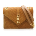 Brown Suede Quilted Chain Bag L452108