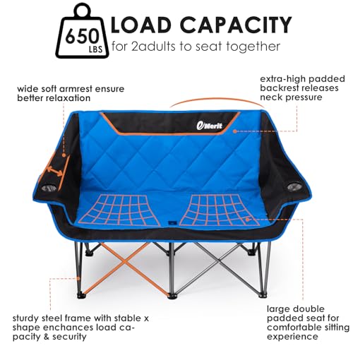 Oversized 2 Person Folding Camping Chair with Padded Seats O328110