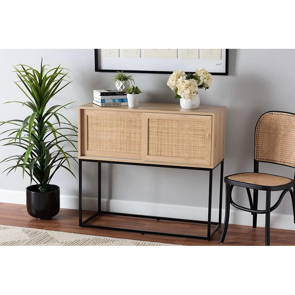 Natural Brown Wood and Rattan Sideboard Buffet P45822