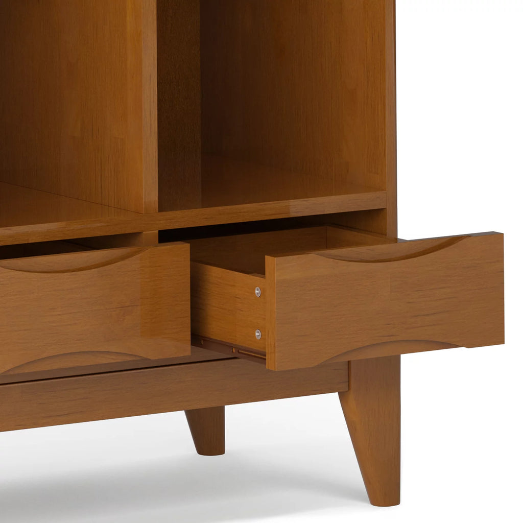 Teak Brown Solid Hardwood Cube Storage Bookcase with Drawers J127148