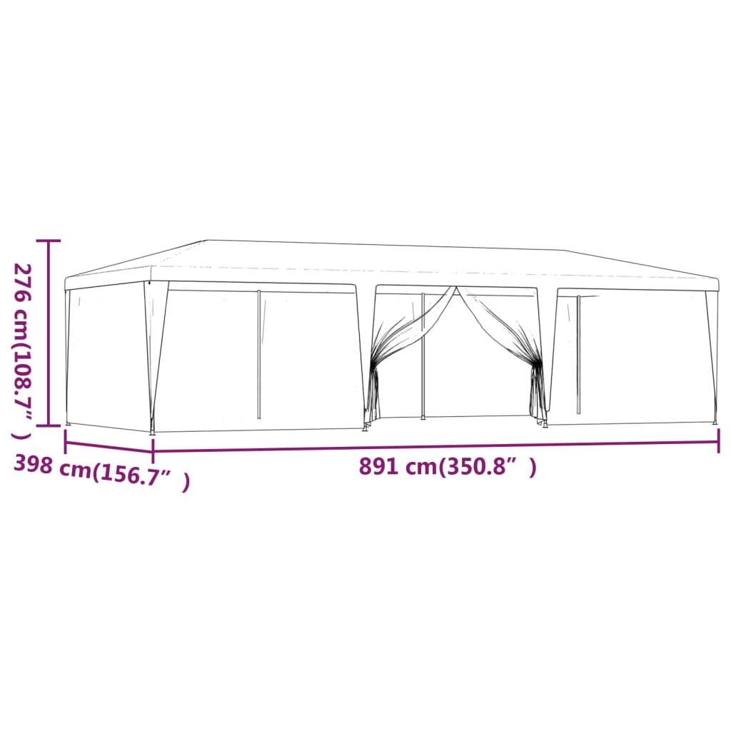 Party Tent with 8 Mesh Sidewalls Green 29.5'x13.1' HDPE W5251