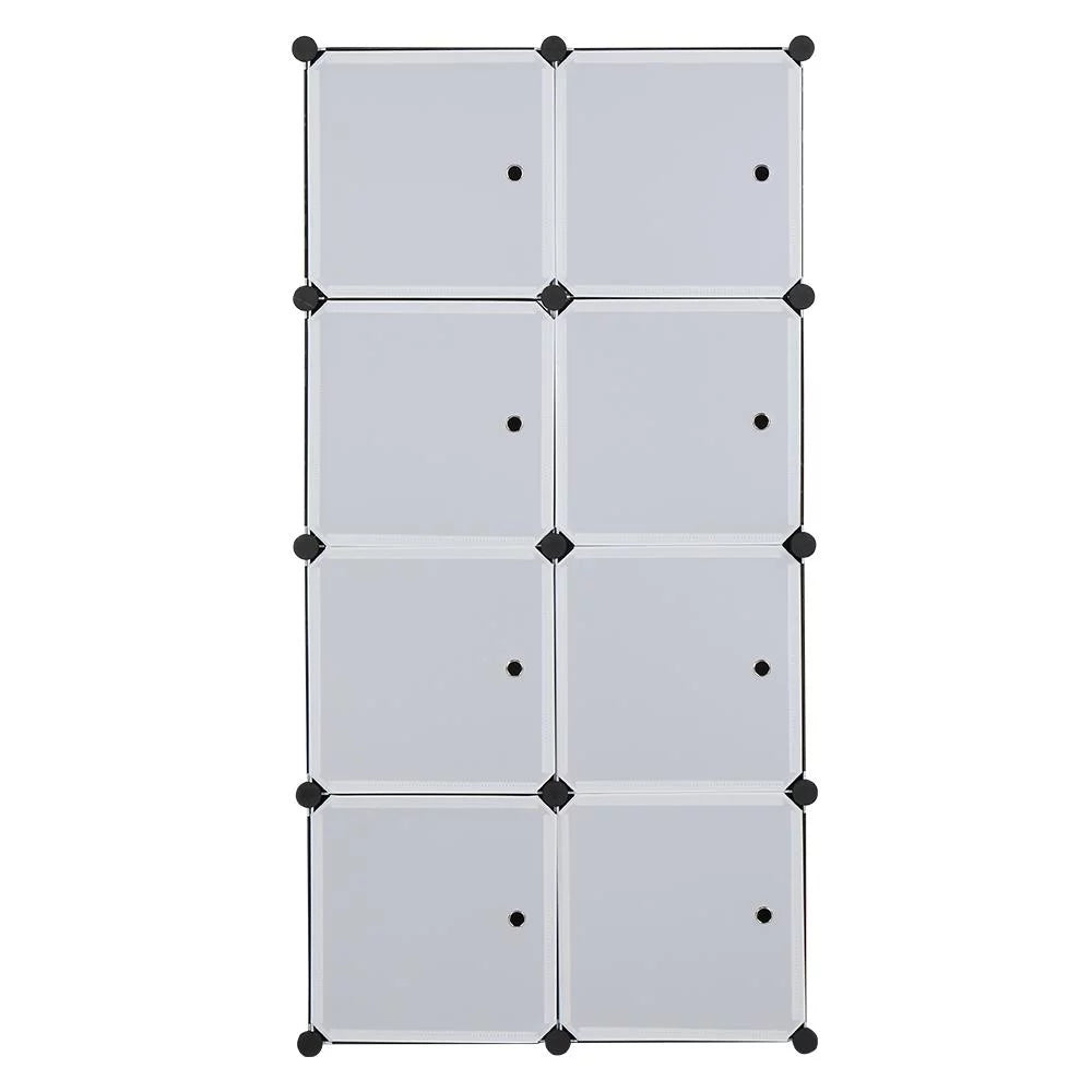 Portable Wardrobe Closet, 8-Cube Clothes Storage Organizer with Door & Hanging Rod, Black V461