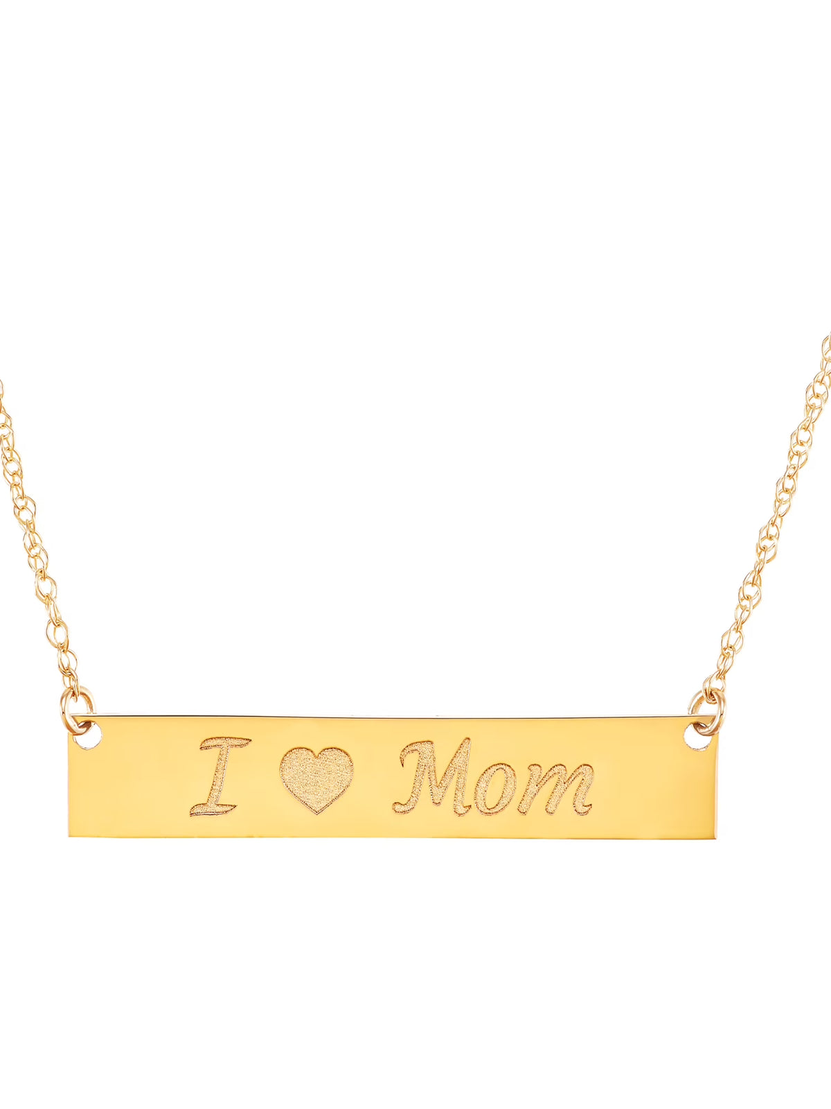 10K Yellow Gold Bar Plaque Necklace, 18" I64377