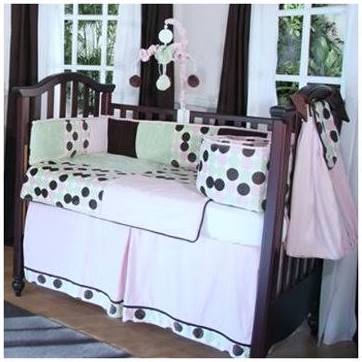 Pink 4 Piece Crib Bedding Set V35010