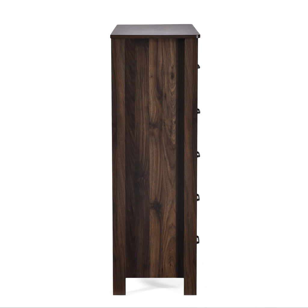 Medium Brown 5 Drawer Faux Wood Dresser C18736