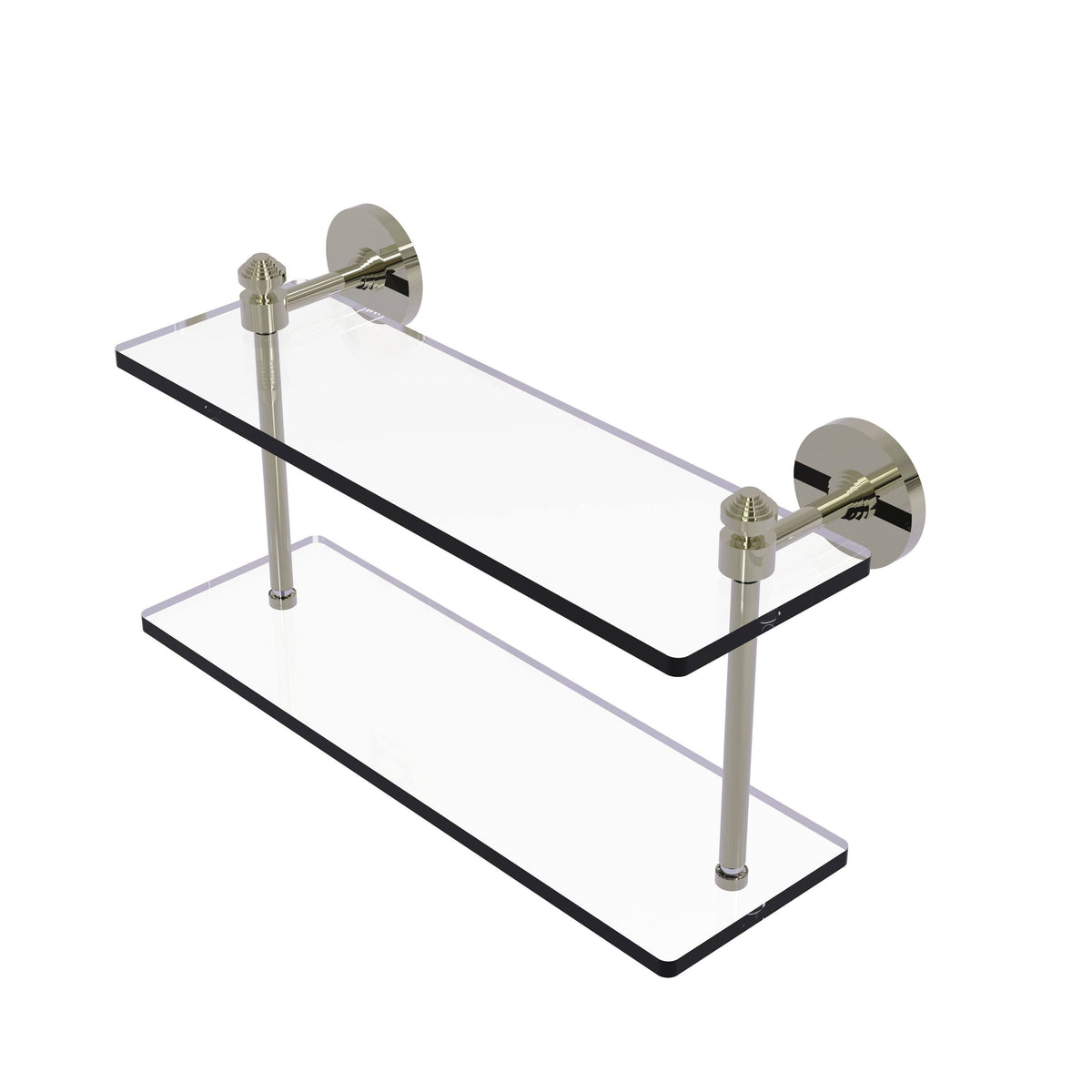 Polished Nickel Two Tiered Glass Shelf R19169