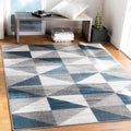 Sky Blue Navy Grey White Square Area Rug X825662