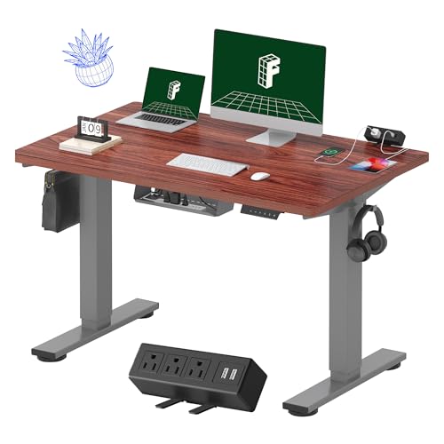 Black Electric Standing Desk with Clamp Power Strip P2062