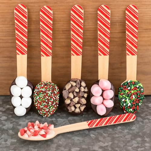 100 Set Christmas Disposable Wooden Spoons 5.5 Inches P652