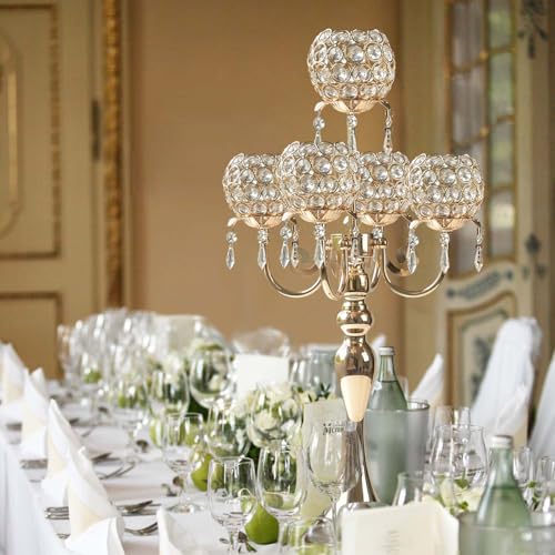 Black Metal Crystal Tea Light Candle Holders Set G81907