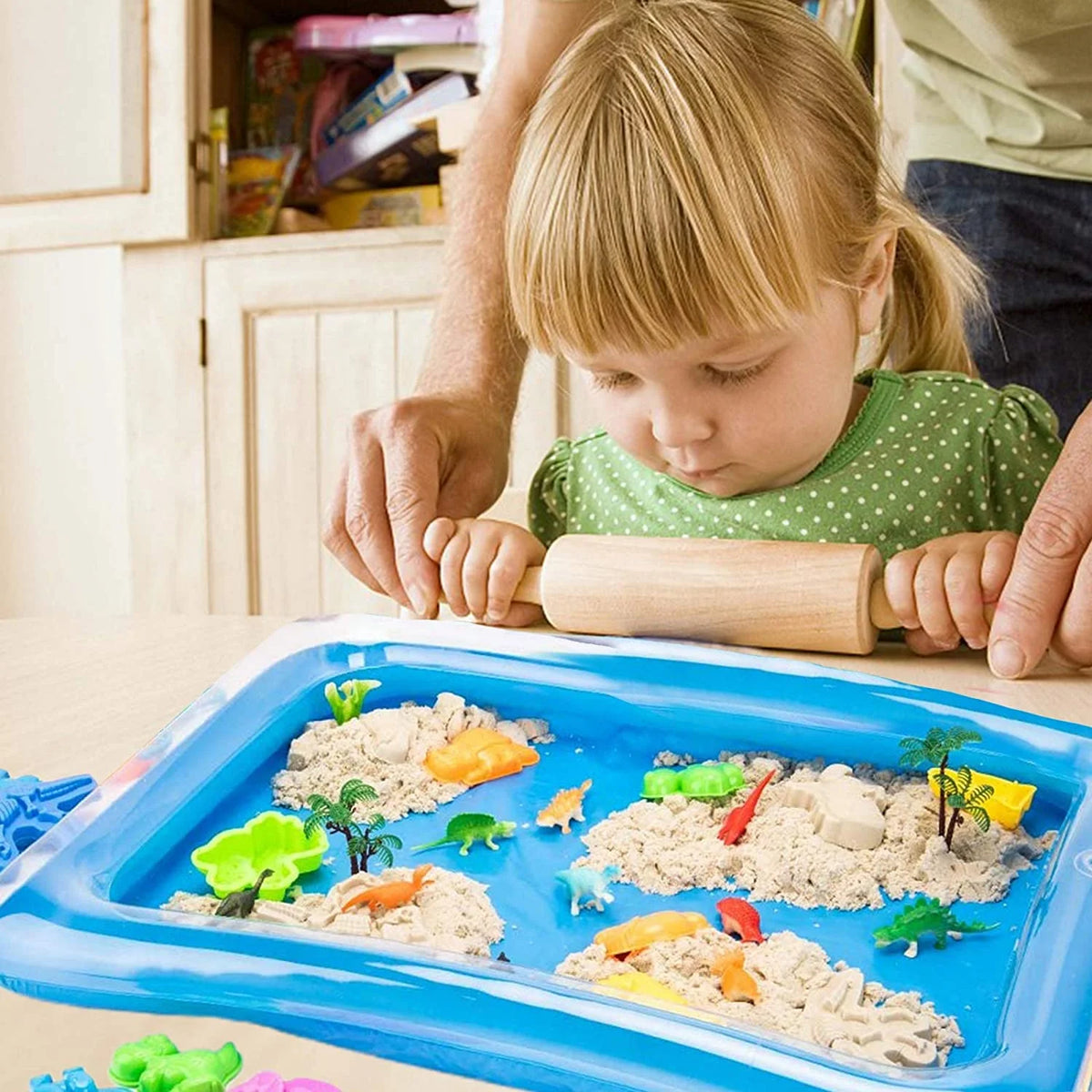 48 PC Dinosaur SandBox Toys with Sand Tray and Storage Bag I567