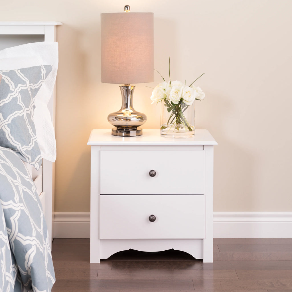 White 2 Drawer Nightstand N218