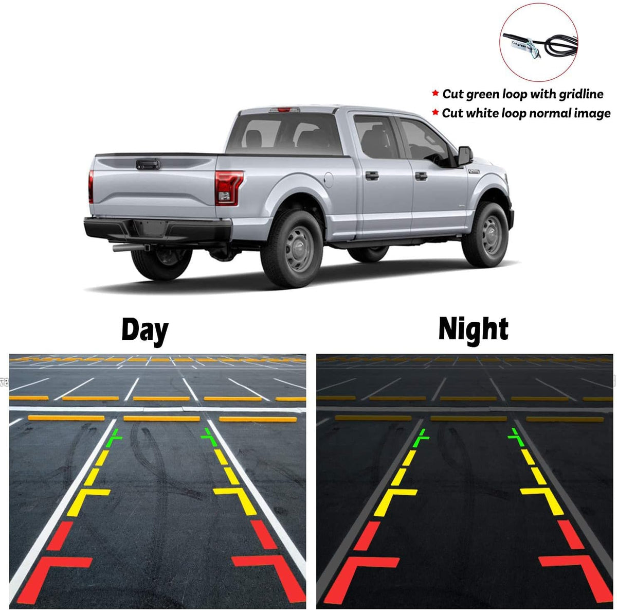 Black Tailgate Backup Reverse Handle with Backup Camera for Pickup Truck Pack of 2 C138126