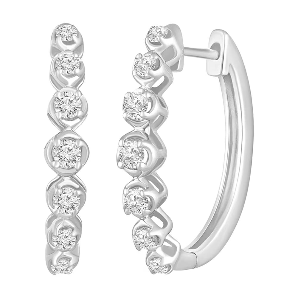 Sterling Silver Lab Grown Diamond Hoop Earrings Y427605