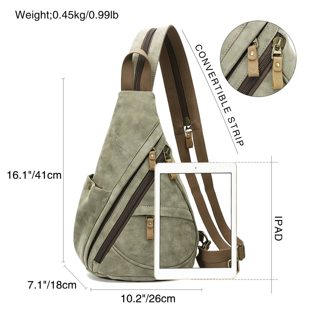 Olive Green PU Leather Sling Bag K387