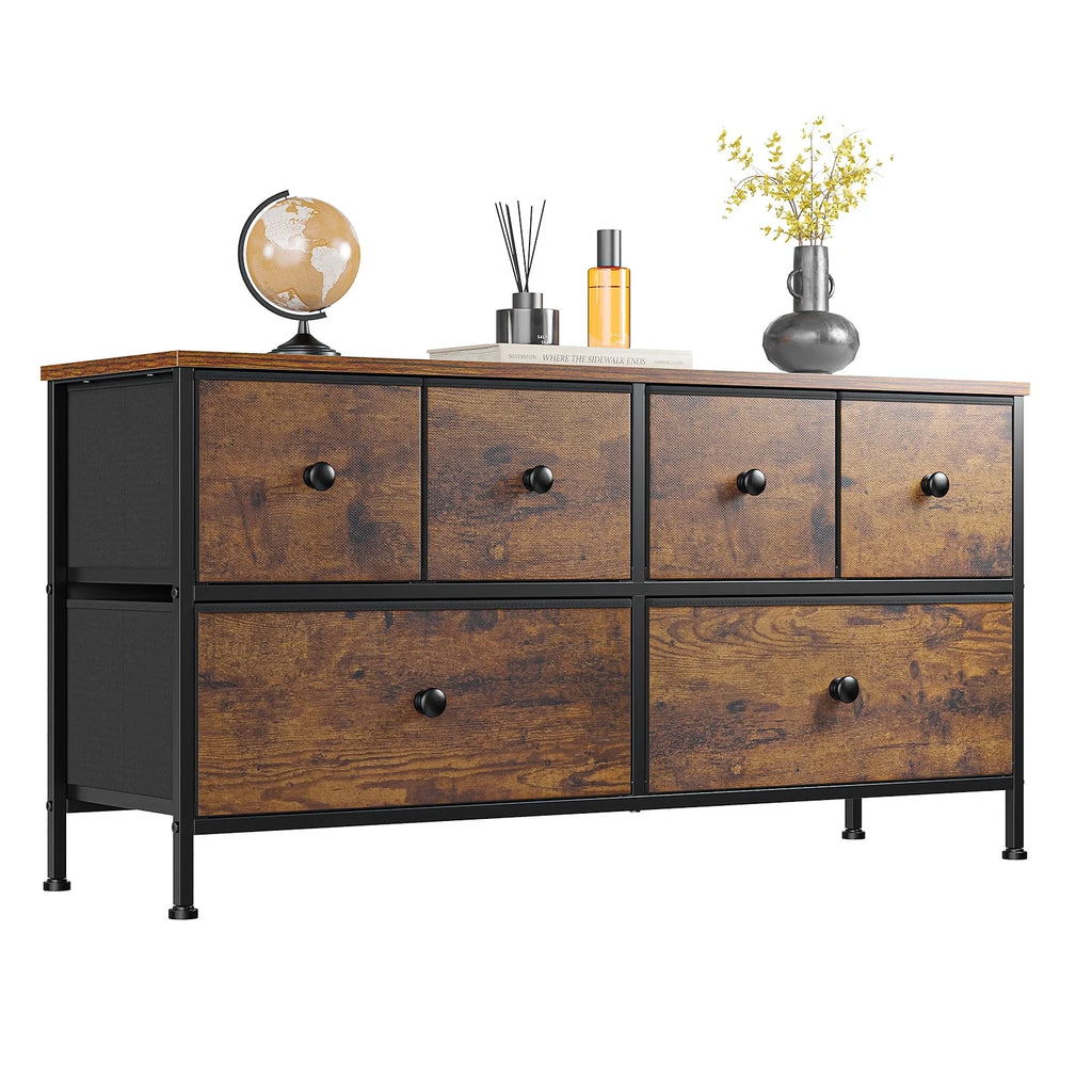 Black 8 Drawer Fabric Dresser TV Stand T11677