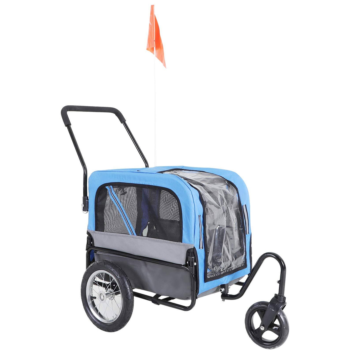 2-in-1 Dog Pet Bicycle Trailer Stroller with Swivel Wheel D359