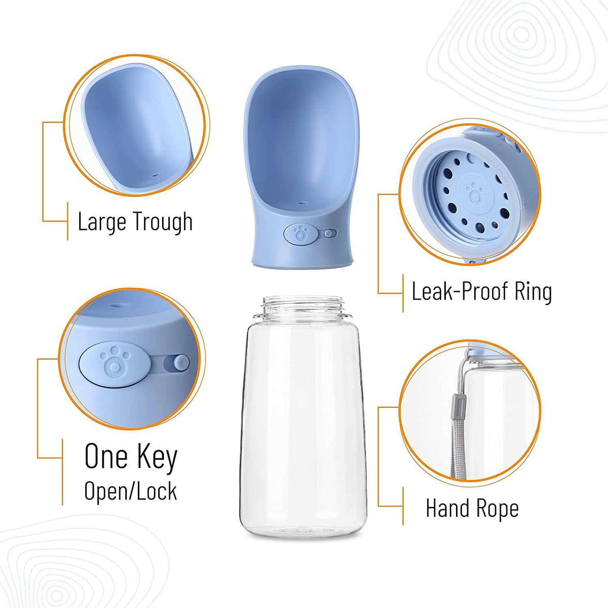 Blue 19oz Portable Dog Water Bottle Q9757