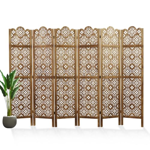 68.9 Inch 4 Panels Wood Carved Folding Room Divider D93814