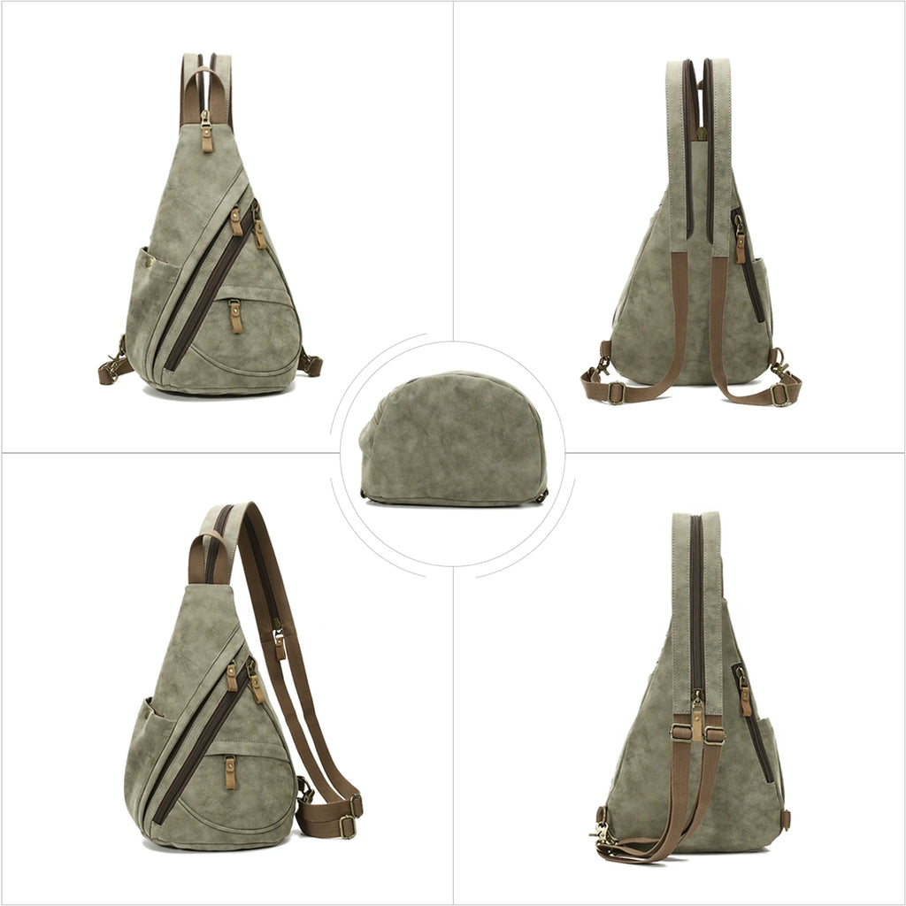 Olive Green PU Leather Sling Bag K387