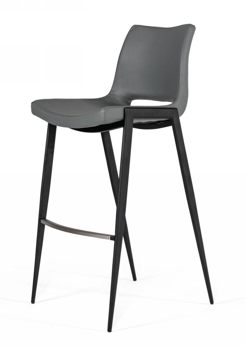 Modern Gray Eco-Leather Bar Stool (Set of 2) D7880