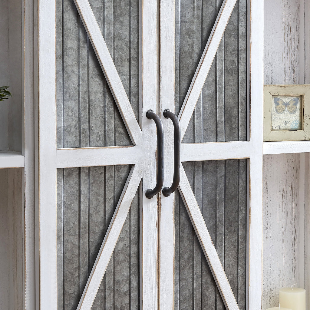 White and Silver Wood Cabinet E192