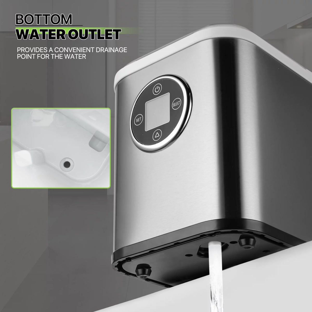 Black Portable Self-Cleaning Countertop Ice Maker with Scoop and Basket E3950