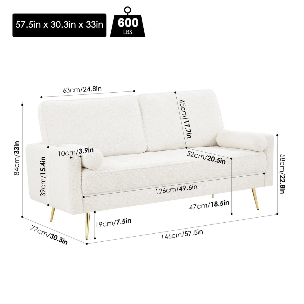 2 Seater Boucle Sofa with 2 Pillow T887