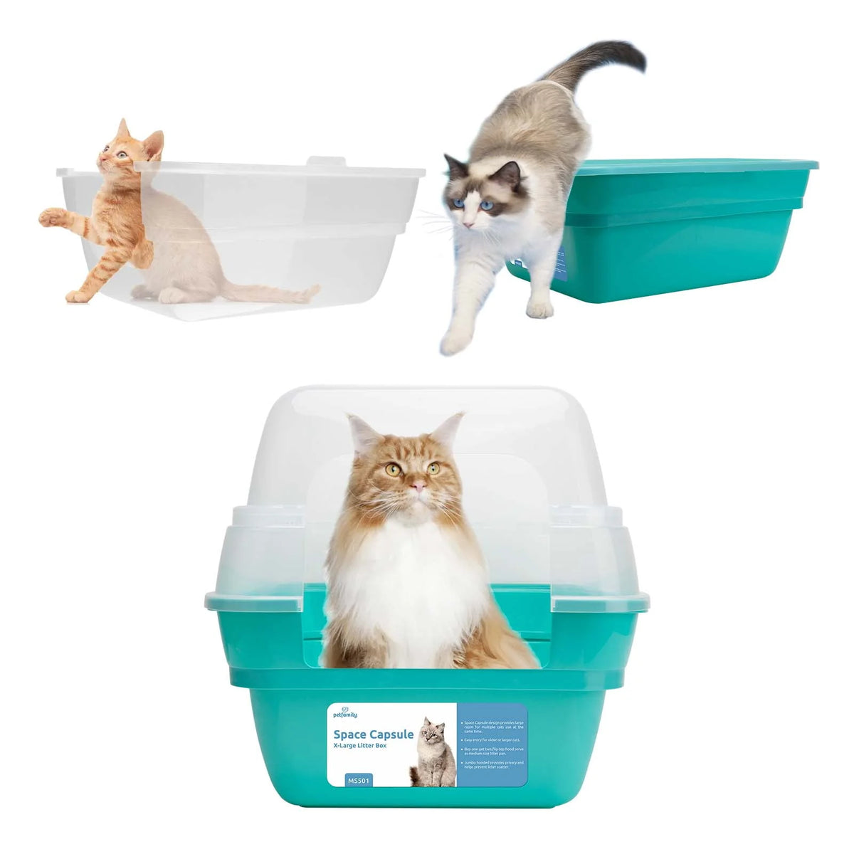 Extra Large Grey Hooded Cat Litter Box Y67021