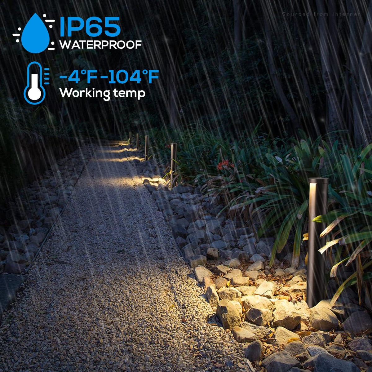 5W LED Landscape Pathway Light, 12-24V Low Voltage, IP65 Waterproof, Die-Casted Aluminum, 3000K Warm White, Pack of 6 W923185
