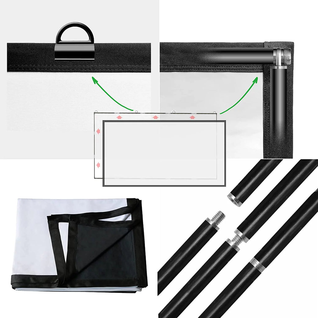 Foldable Projector Screen 120 inch 16:9 HD 4K Anti-Crease O258